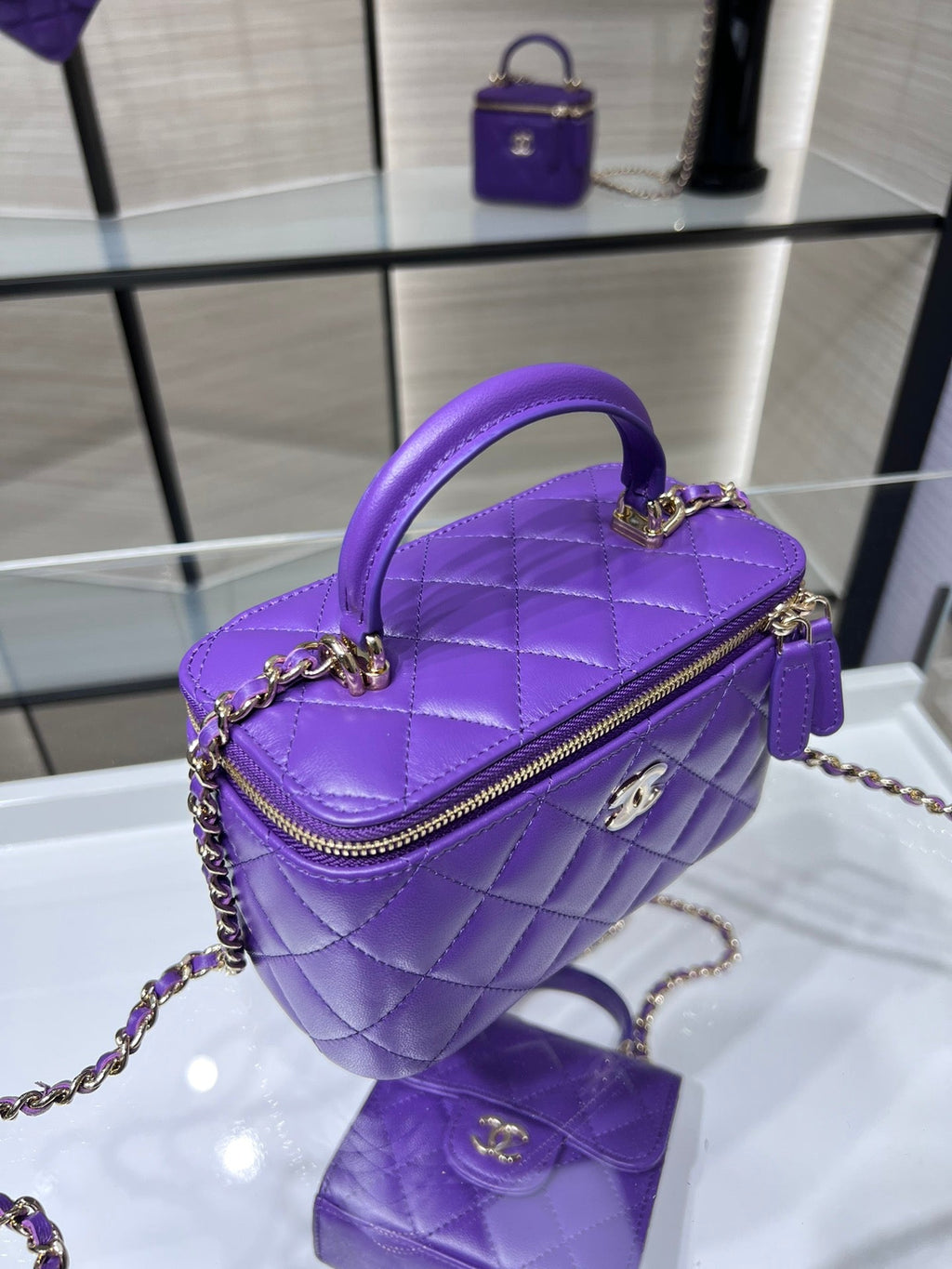 CHLVanity With Chain Silver Hardware Purple For Women Handbags, Shoulder Bags 6.7in/17cm