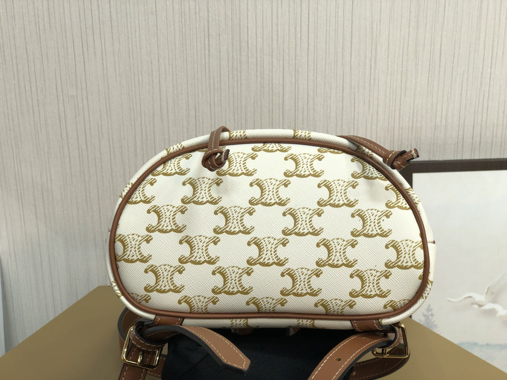 GLAMI Mini Backpack Folco In Triomphe Canvas White For Women 7in/20cm 197662CAS.01BC