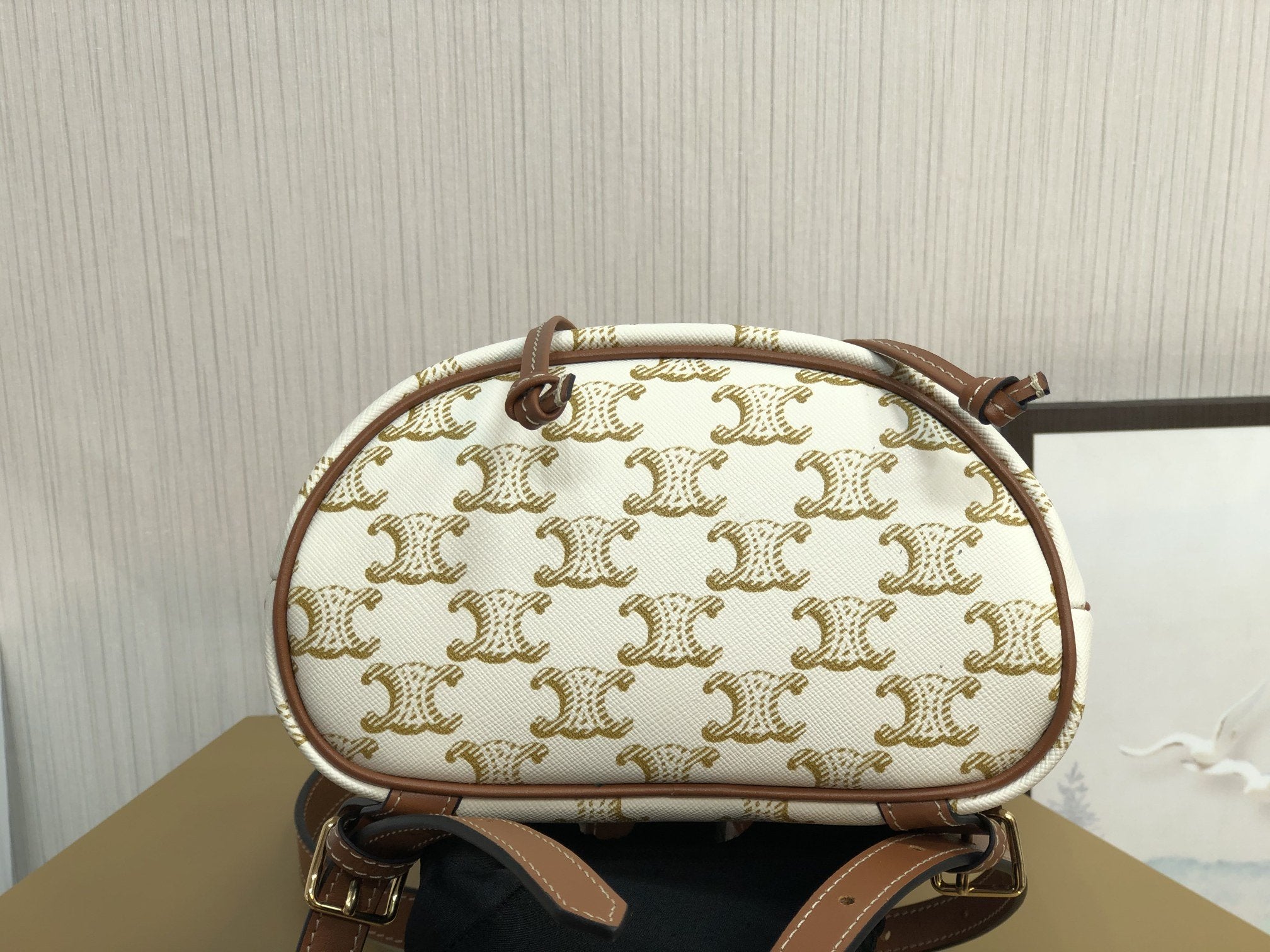 GLAMI Mini Backpack Folco In Triomphe Canvas White For Women 7in/20cm 197662CAS.01BC