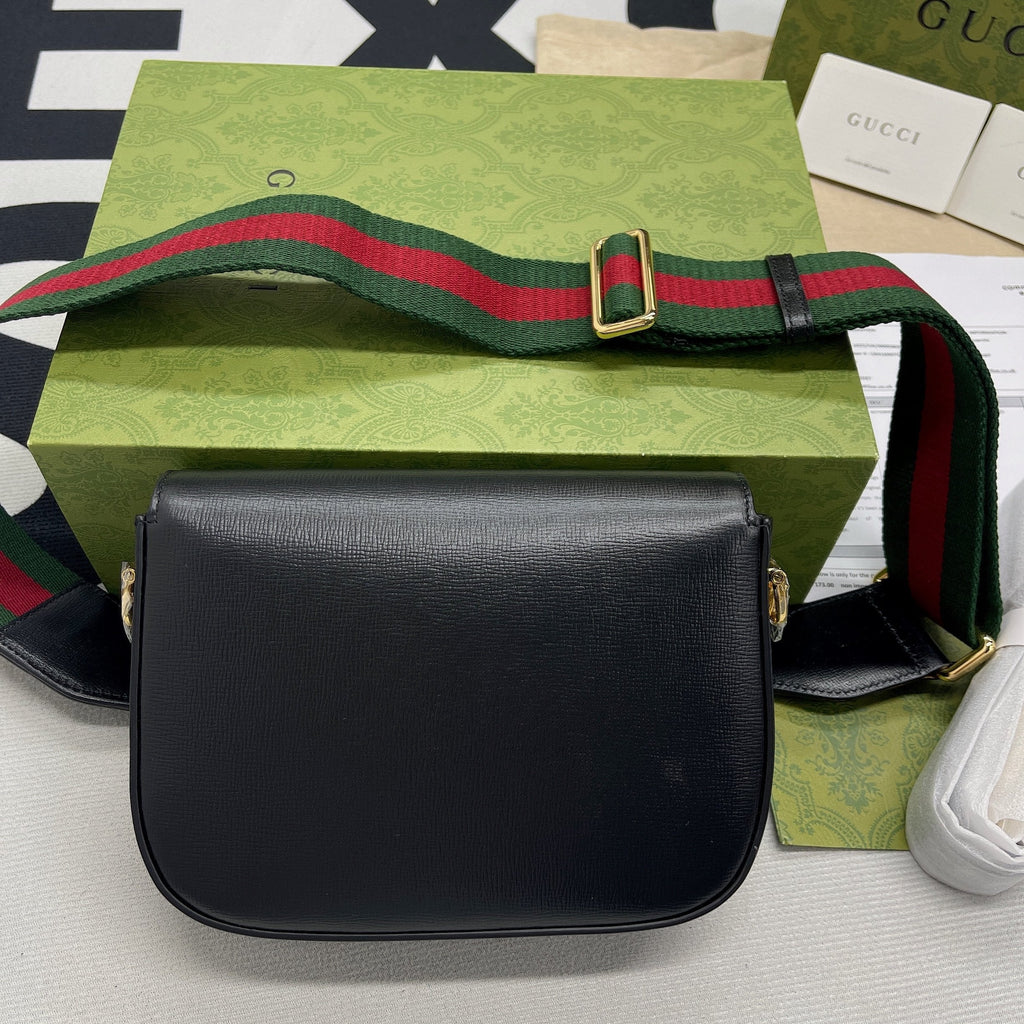 gg Horsebit 1955 Mini Bag Black For Women, Women’s Bags 8in/21cm gg 658574 18YSG 1060