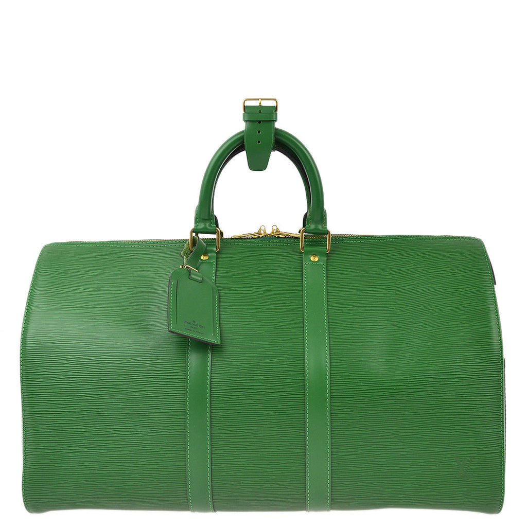Louis Vuitton Green Epi Keepall 45 Travel Duffle Handbag M42974