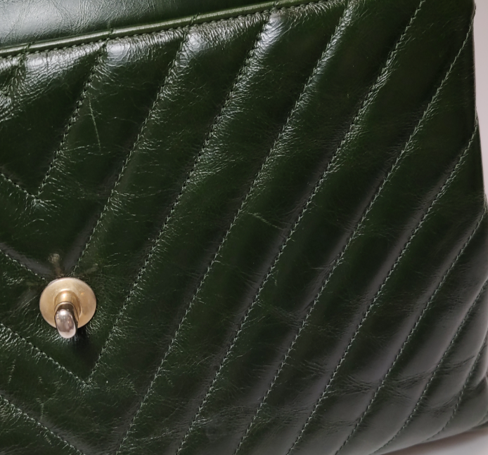 Preloved Chanel Coco Handle Bag Maxi Green 250105781012547
