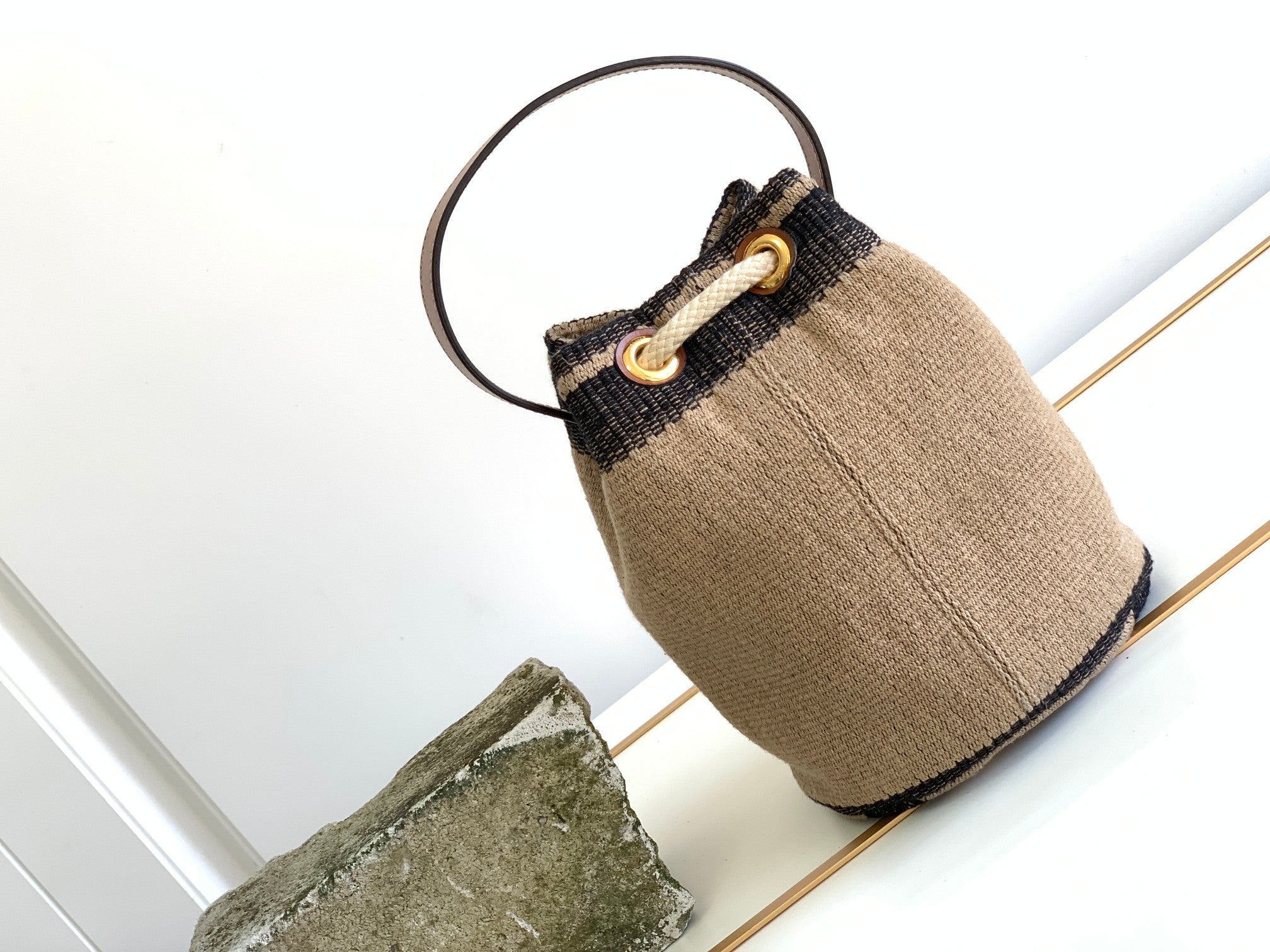 GLAMI Teen Drawstring In Textile With Triomphe Beige / Tan For Women 6in/15cm 196532EFZ.02ET