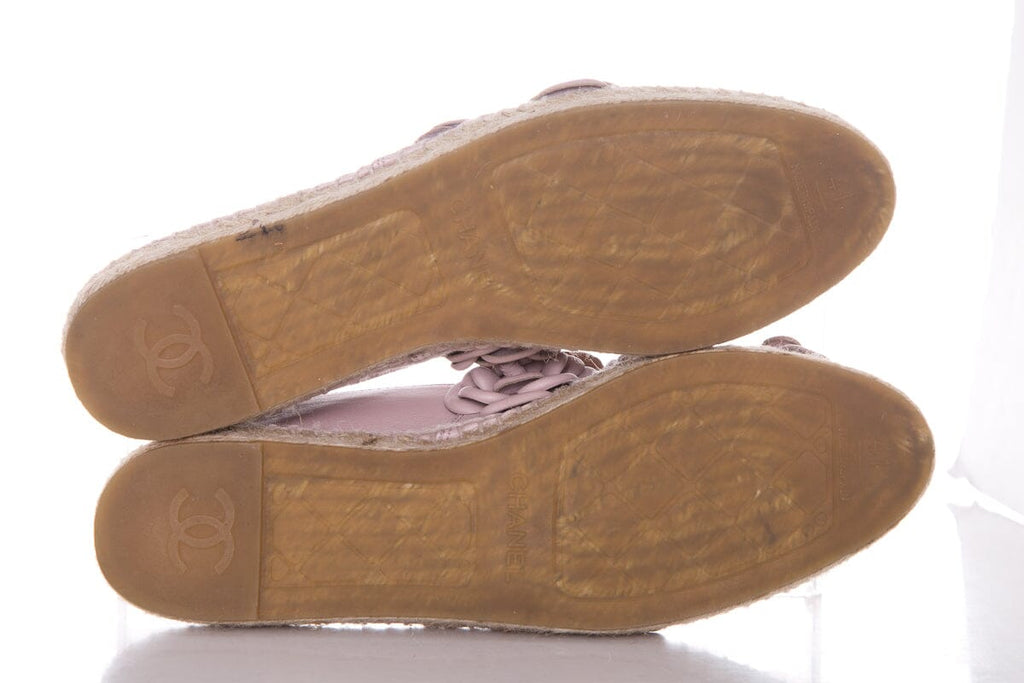 Chanel Blush Camellia Detail Espadrille SZ 41
