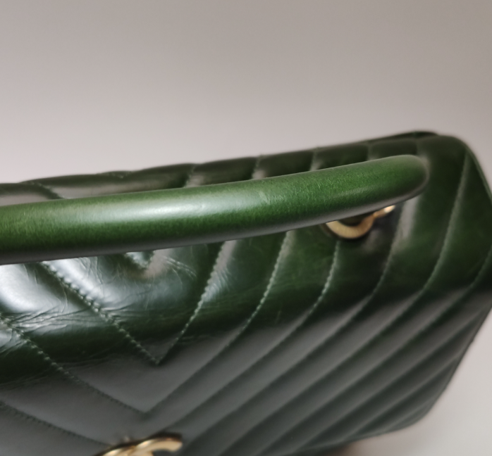 Preloved Chanel Coco Handle Bag Maxi Green 250105781012547