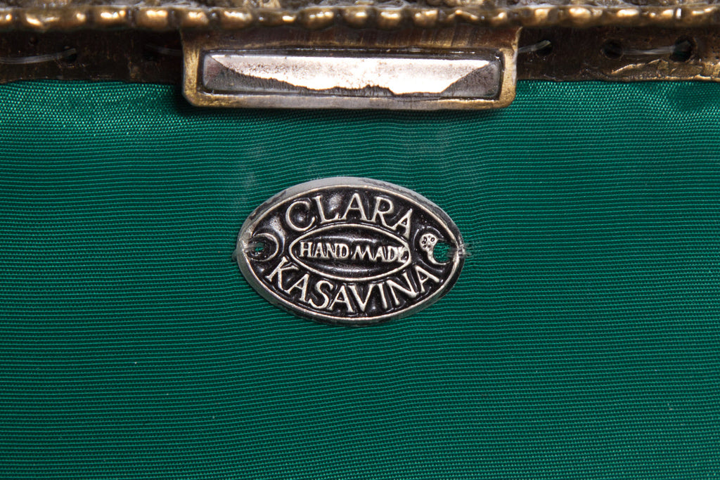 Clara Kasavina Mint Green Exotic Leather Clutch