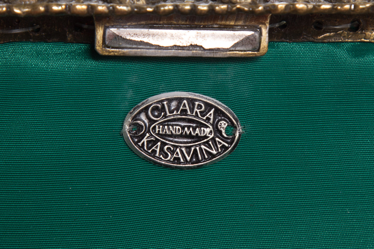 Clara Kasavina Mint Green Exotic Leather Clutch