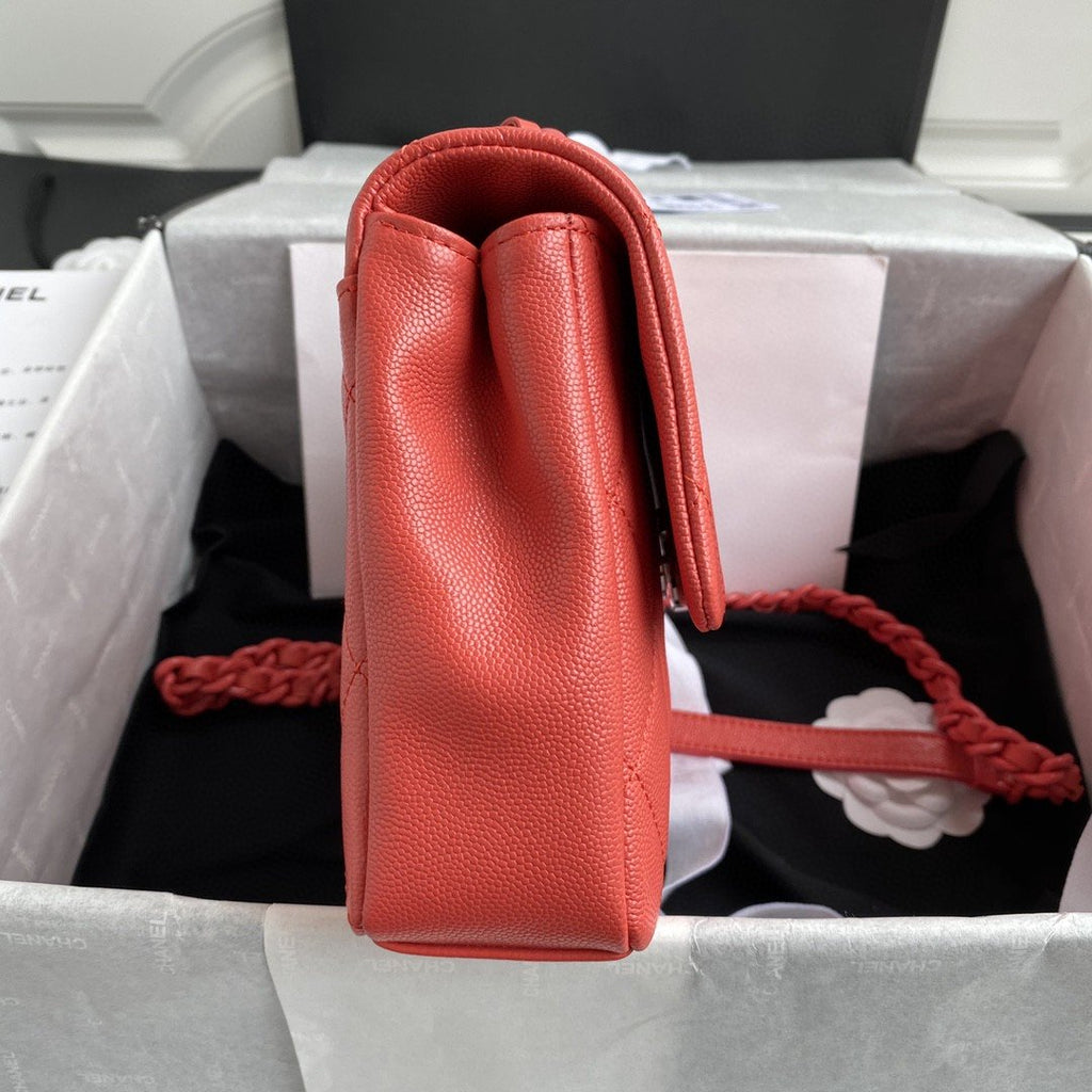CHLFlap Bag Red Hardware Grained Red For Women, Women’s Handbags, Shoulder Bags 9.4in/24cm AS2303