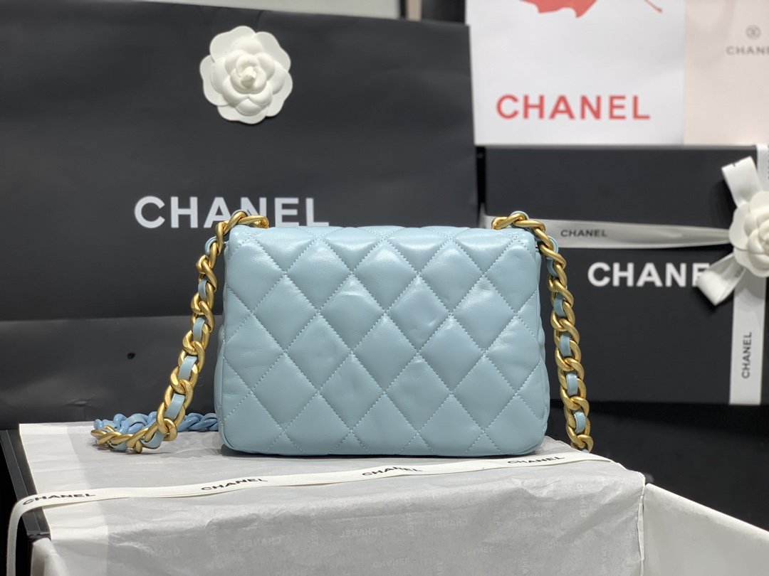 CHLSmall Flap Bag Gold-Tone Metal Blue Bag For Women 16cm/6.2in