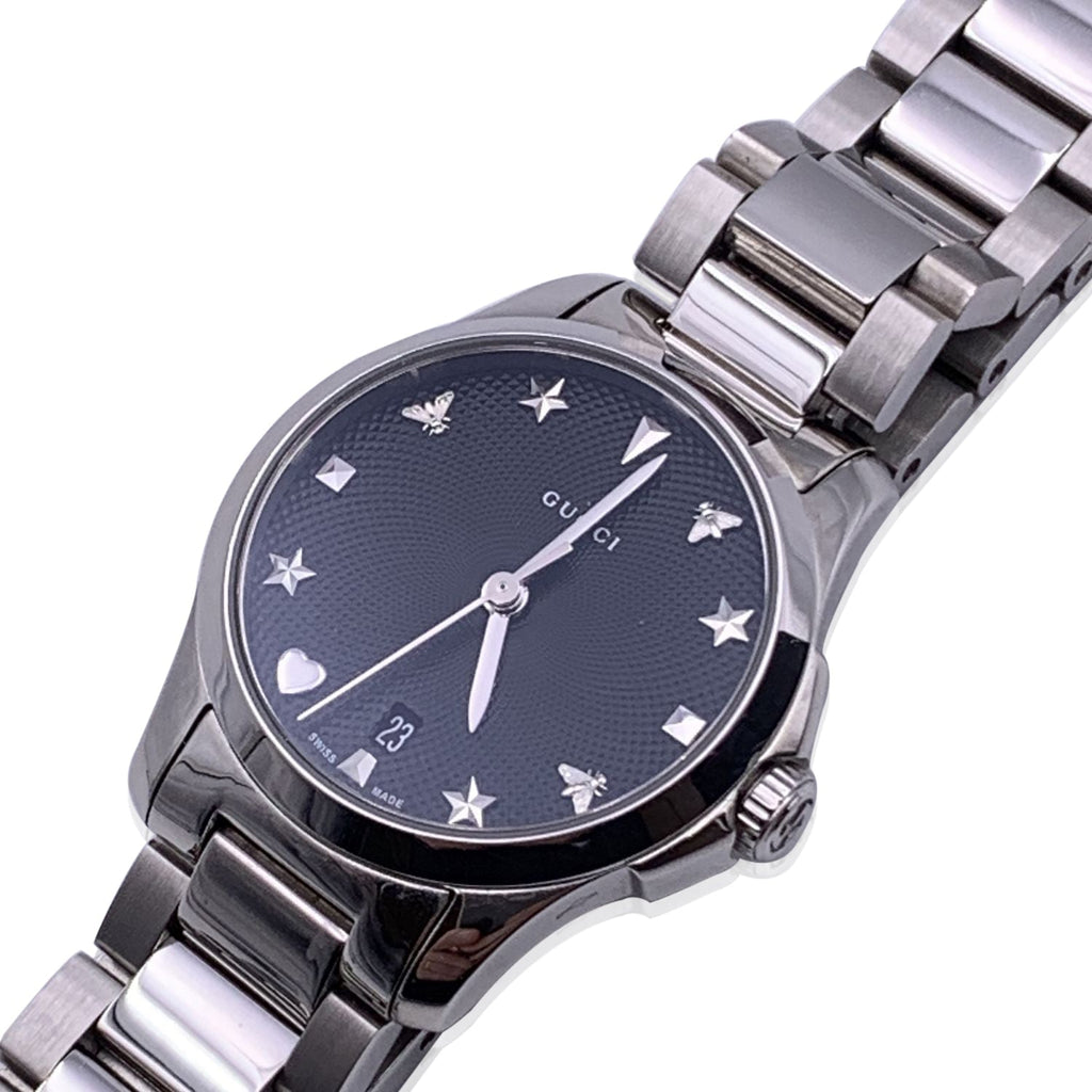 GUCCI G-Timeless Slim Stainless Steel 126.5 Black Dial Watch