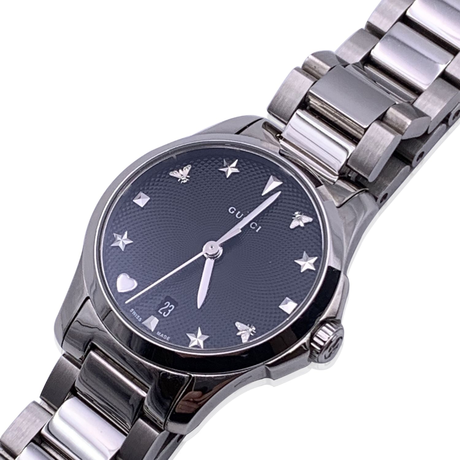 GUCCI G-Timeless Slim Stainless Steel 126.5 Black Dial Watch