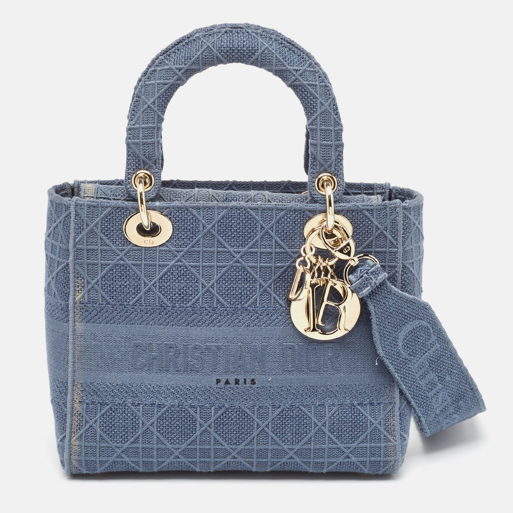 Dior Cannage Embroidered Canvas Medium Lady D-Lite Tote
