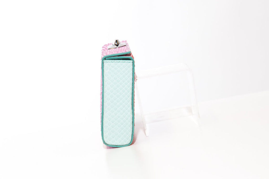 Iris Noble Multi Color Python Leather Clutch