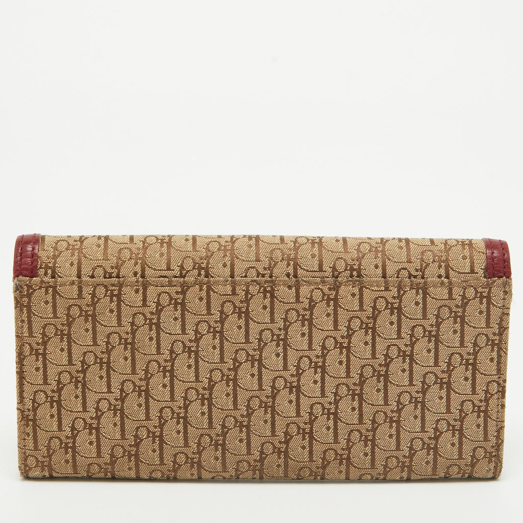Dior Red/beige Oblique Fabric And Leather Street Chic Wallet