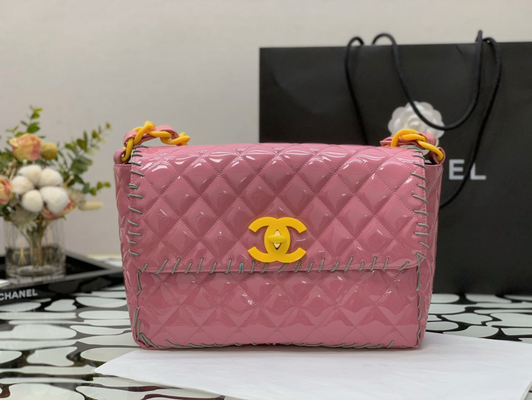 CHLVinyl Classic PiNike and Yellow Shoulder bag For Women 29cm/11.5in