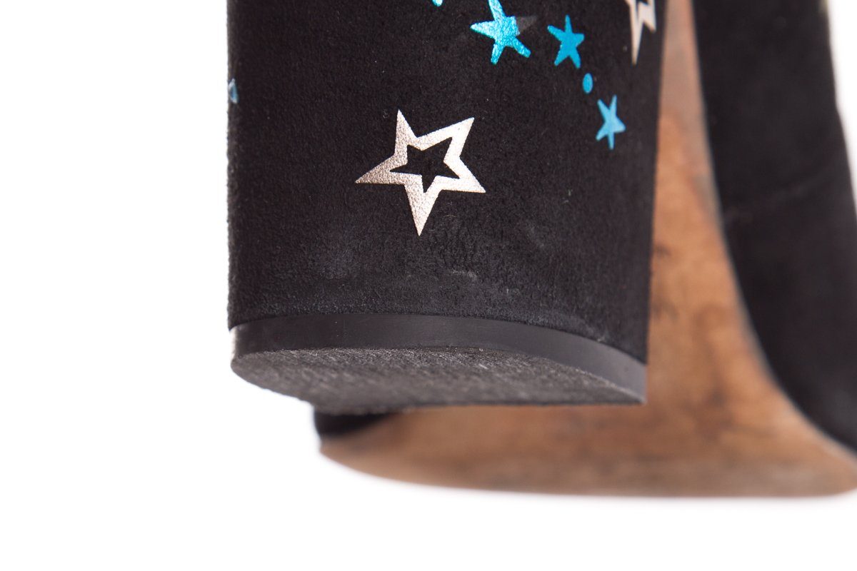 Valentino Black Suede & Multi Color Booties SZ 40