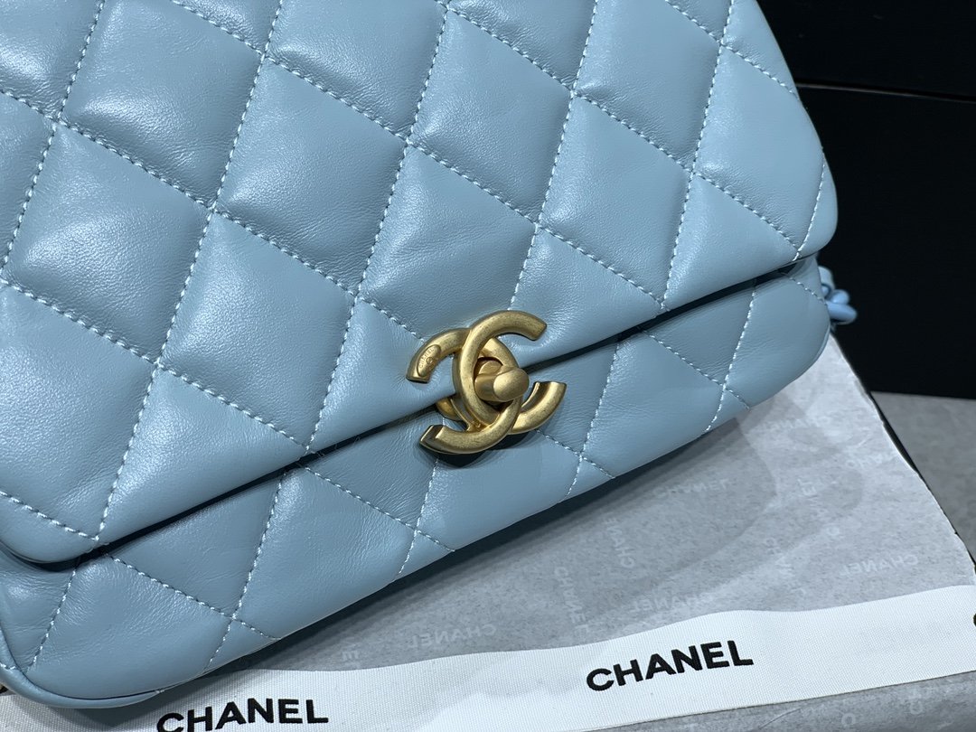 CHLSmall Flap Bag Gold-Tone Metal Blue Bag For Women 16cm/6.2in