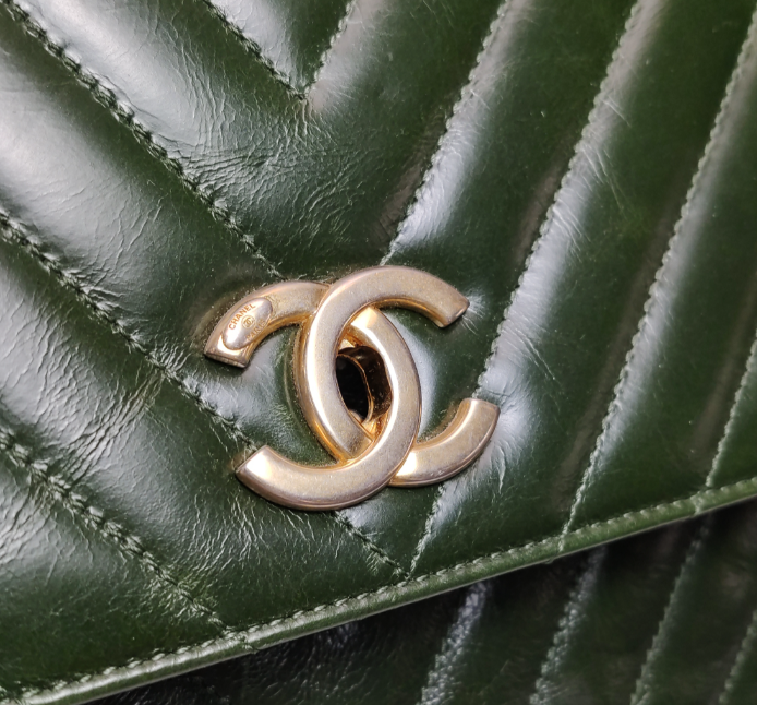 Preloved Chanel Coco Handle Bag Maxi Green 250105781012547