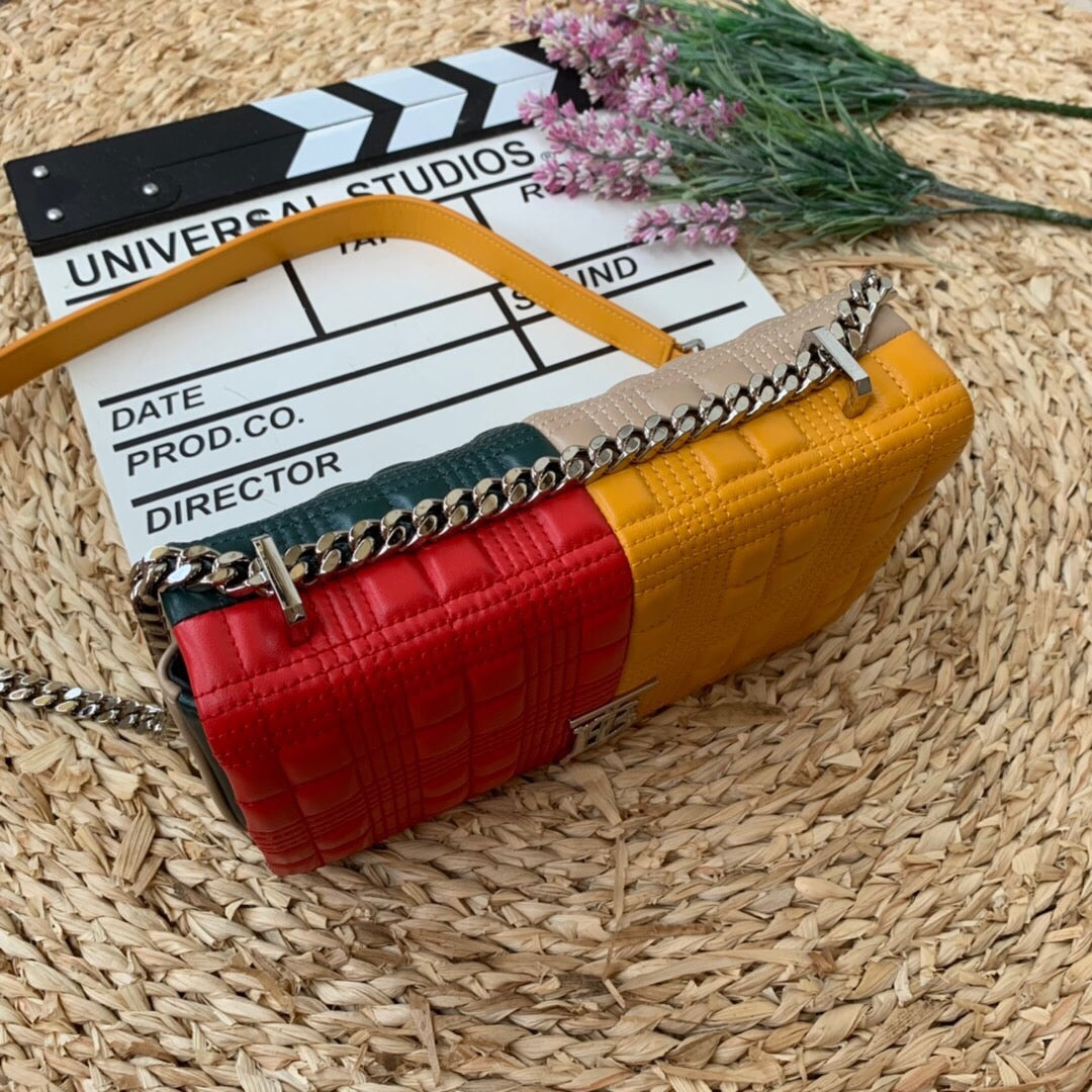 GLAMI Horseferry Print Quilted Small Lola Bag Monogram Red And Orange For Women, Bags 9in/23cm