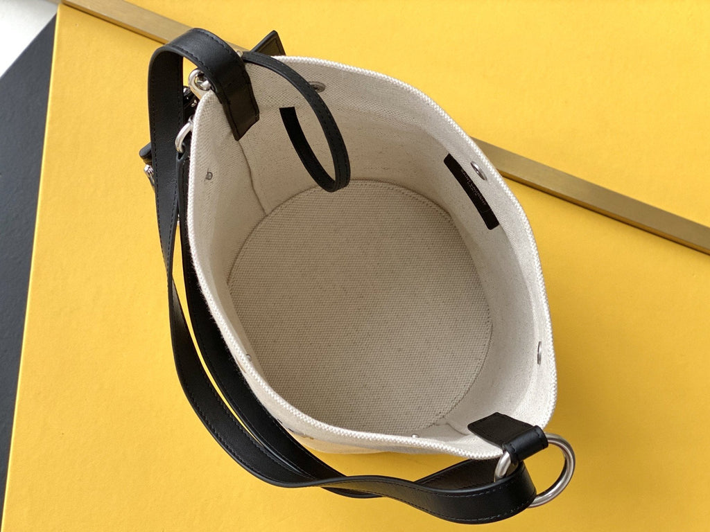 GLAMI Rive Gauche Bucket Bag In Linen With Black Strap For Women 11.4in/30cm YSL 669299FAAAZ9024