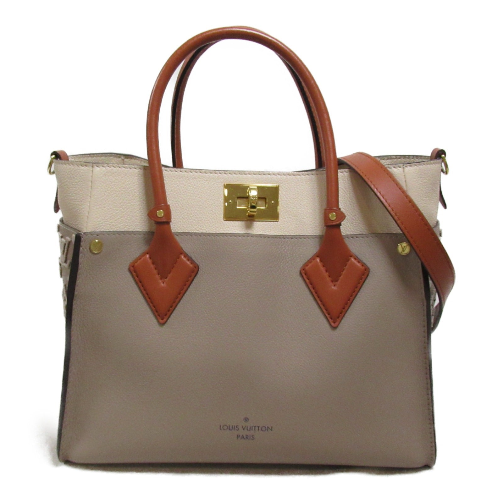 Louis Vuitton on  Side MM Shoulder Bag Leather Bag  Beige M53825