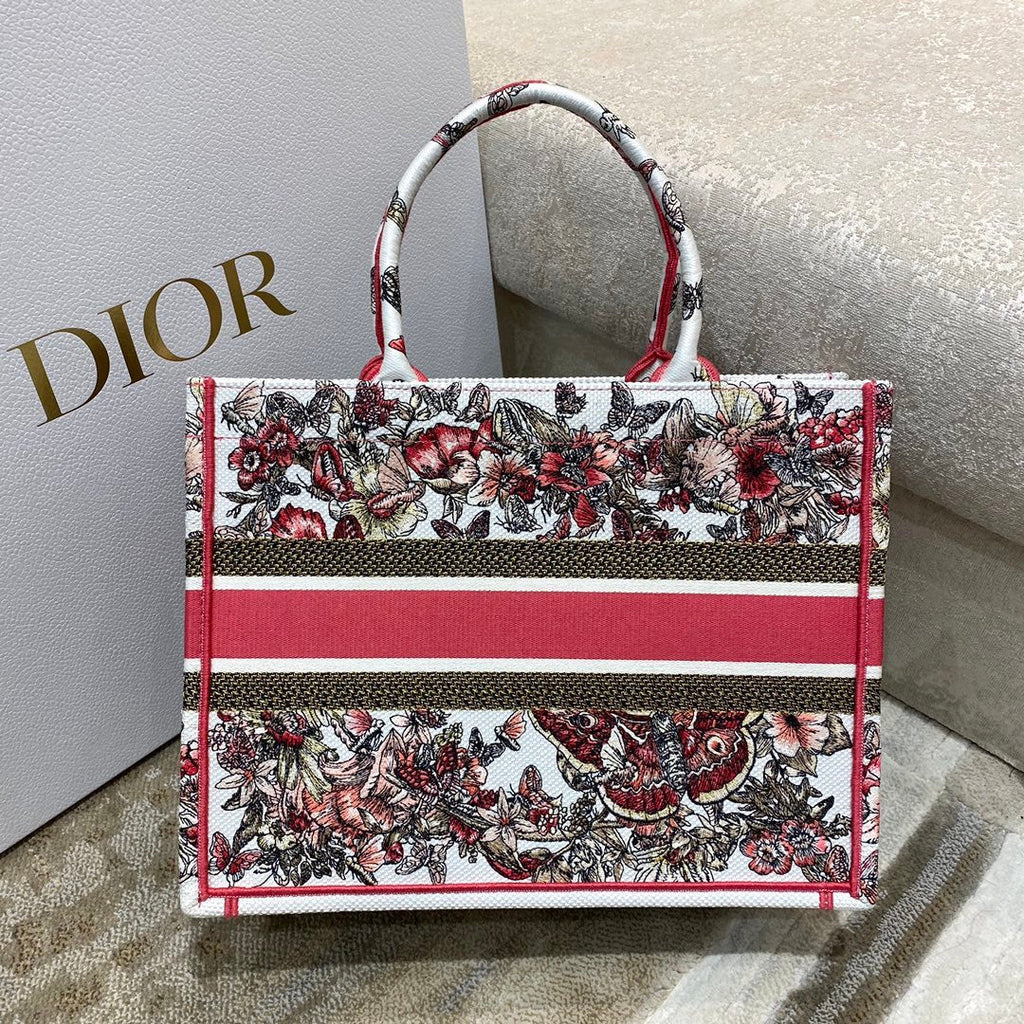 GLAMI MeGLAMIum Book Tote Multicolor ButterGlamIy Embroidery, Red/White, For Women WomenÃ¢â‚¬â„¢s Handbags, 36cm CD