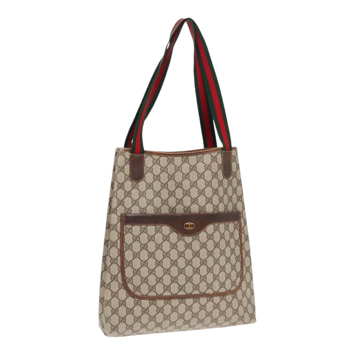 GUCCI GG Supreme Web Sherry Line Tote Bag PVC Beige 16 002 4487 90167