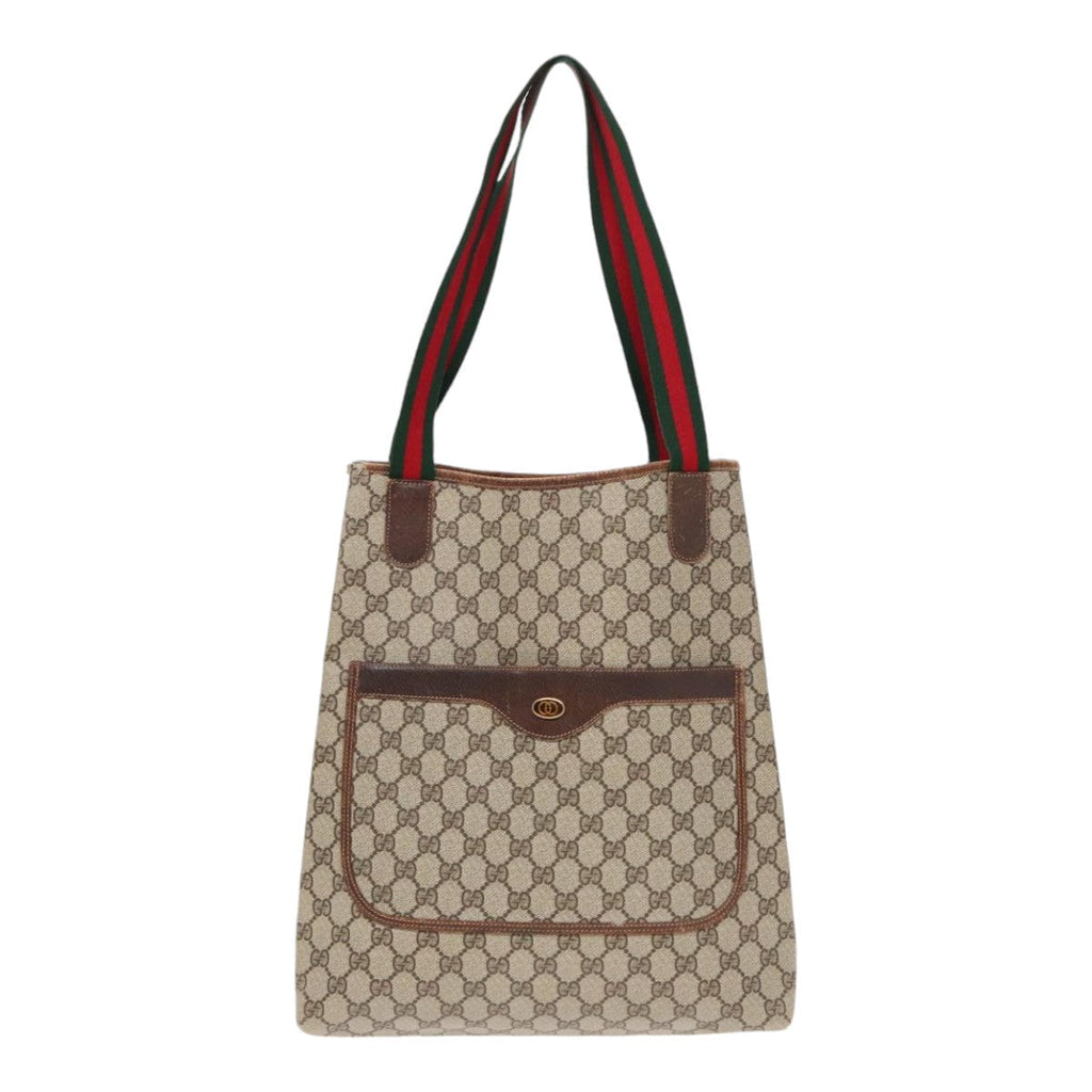 GUCCI GG Supreme Web Sherry Line Tote Bag PVC Beige 16 002 4487 90167