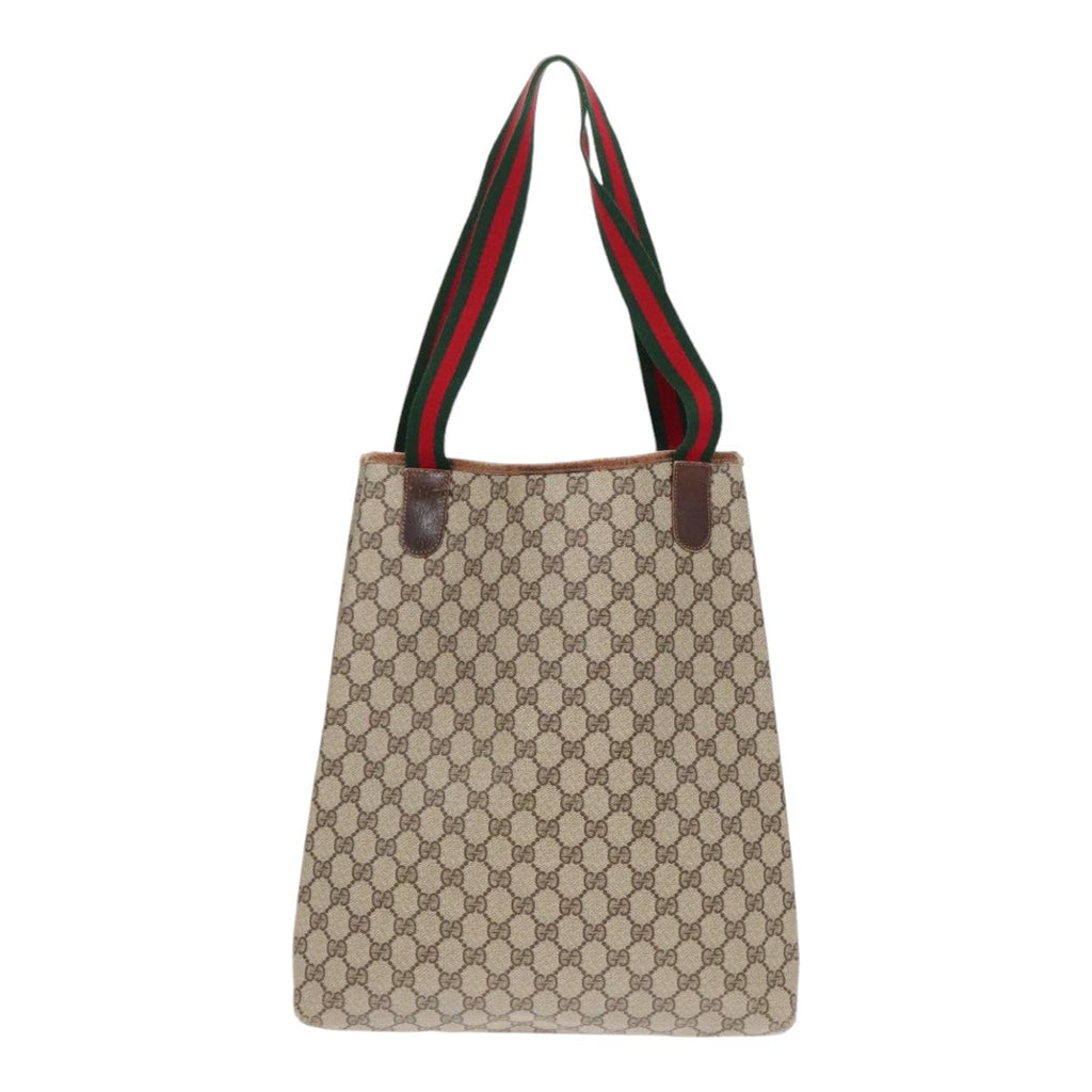 GUCCI GG Supreme Web Sherry Line Tote Bag PVC Beige 16 002 4487 90167