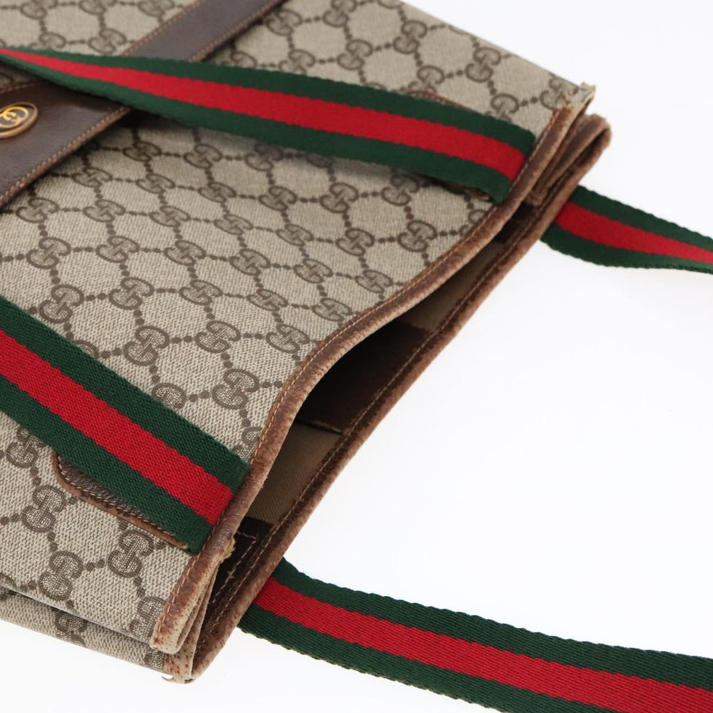 GUCCI GG Supreme Web Sherry Line Tote Bag PVC Beige 16 002 4487 90167