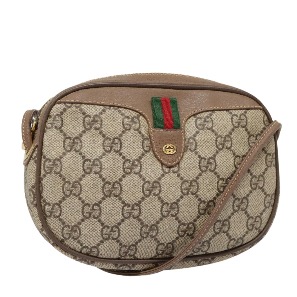GUCCI GG Supreme Web Sherry Line Shoulder Bag PVC Beige Gold 007 58 90169