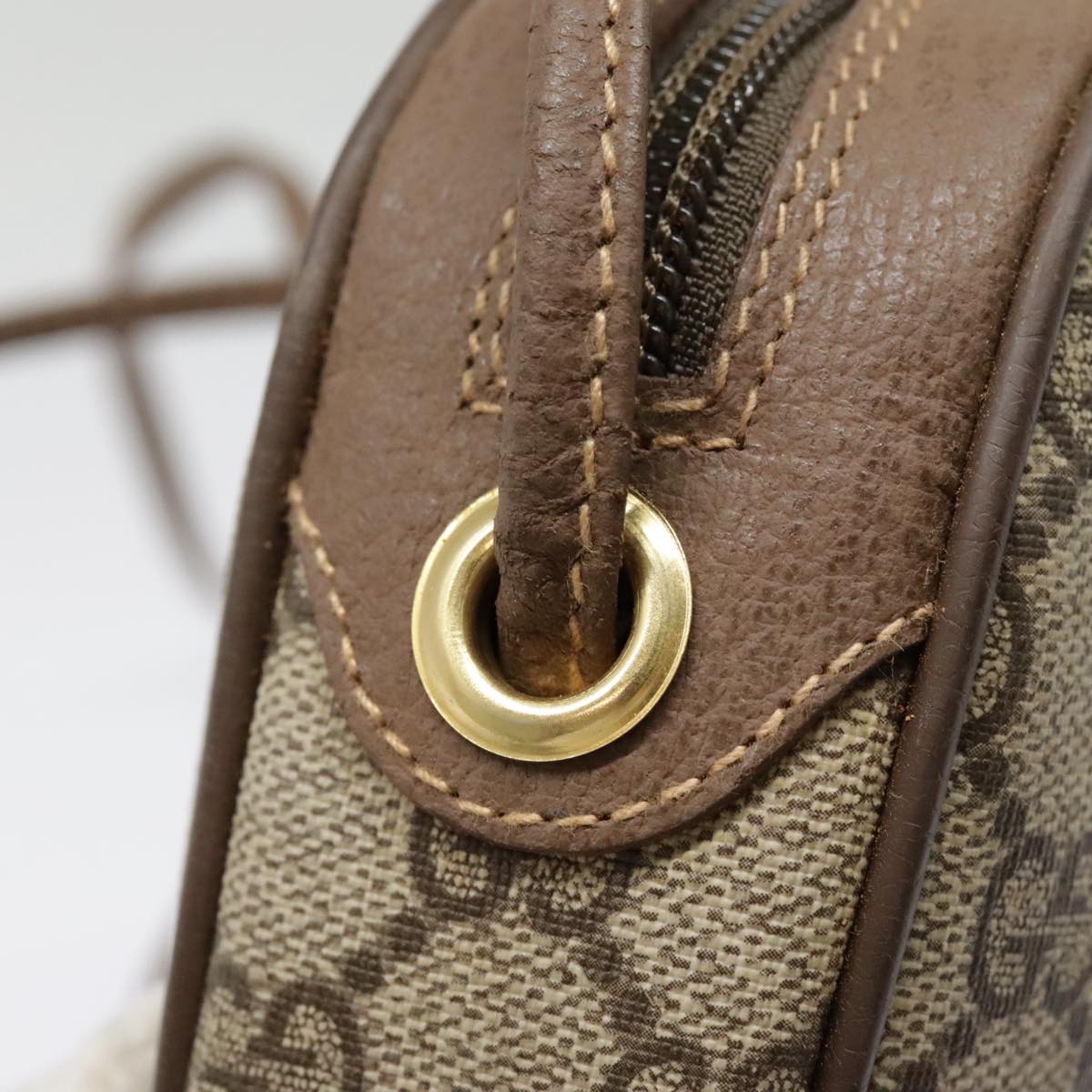 GUCCI GG Supreme Web Sherry Line Shoulder Bag PVC Beige Gold 007 58 90169