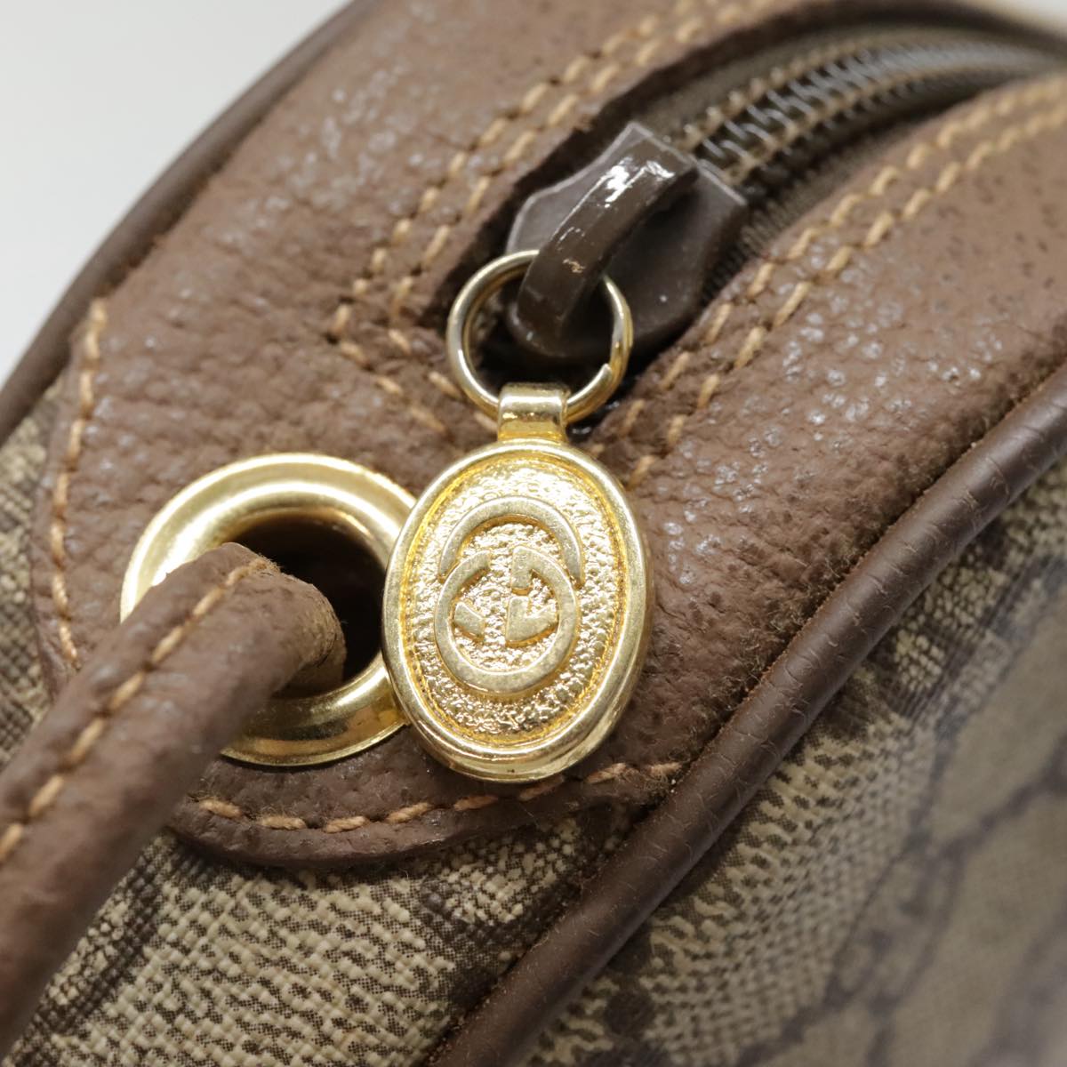 GUCCI GG Supreme Web Sherry Line Shoulder Bag PVC Beige Gold 007 58 90169