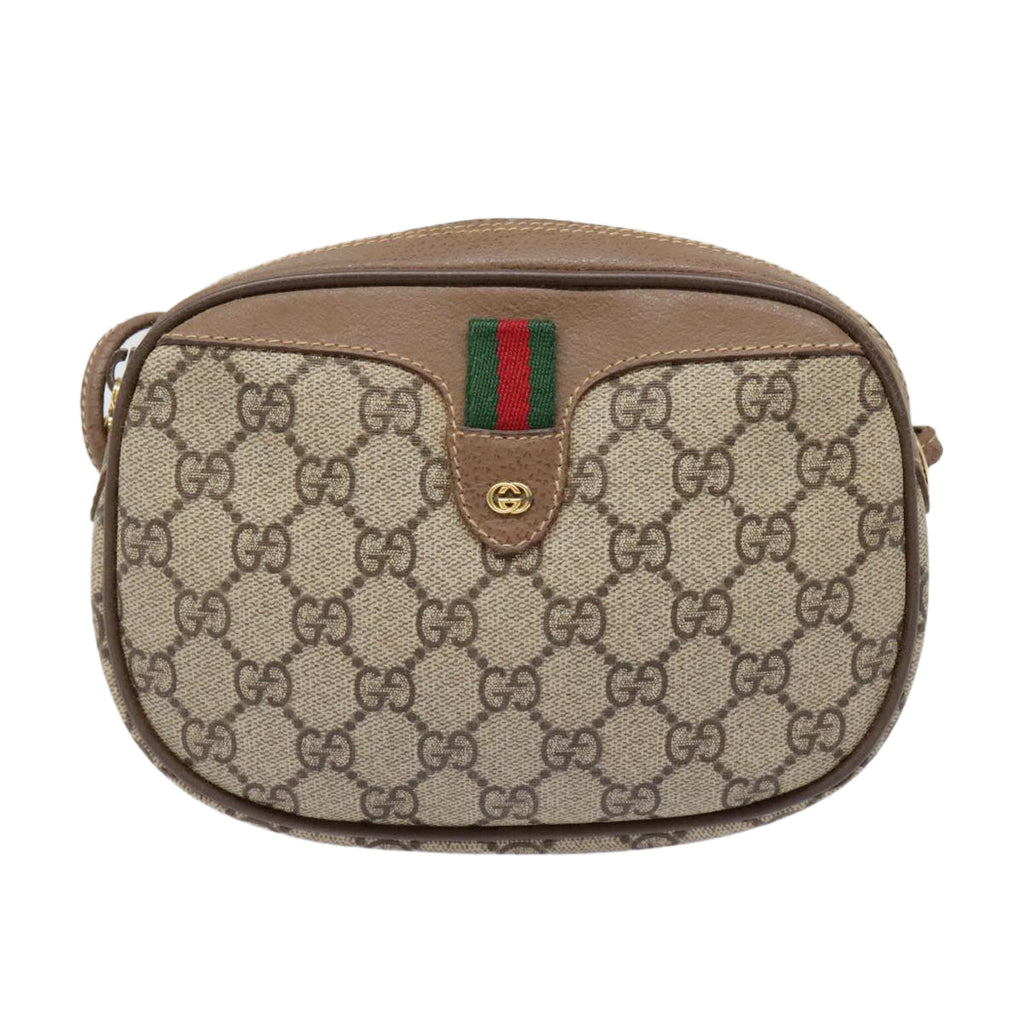 GUCCI GG Supreme Web Sherry Line Shoulder Bag PVC Beige Gold 007 58 90169