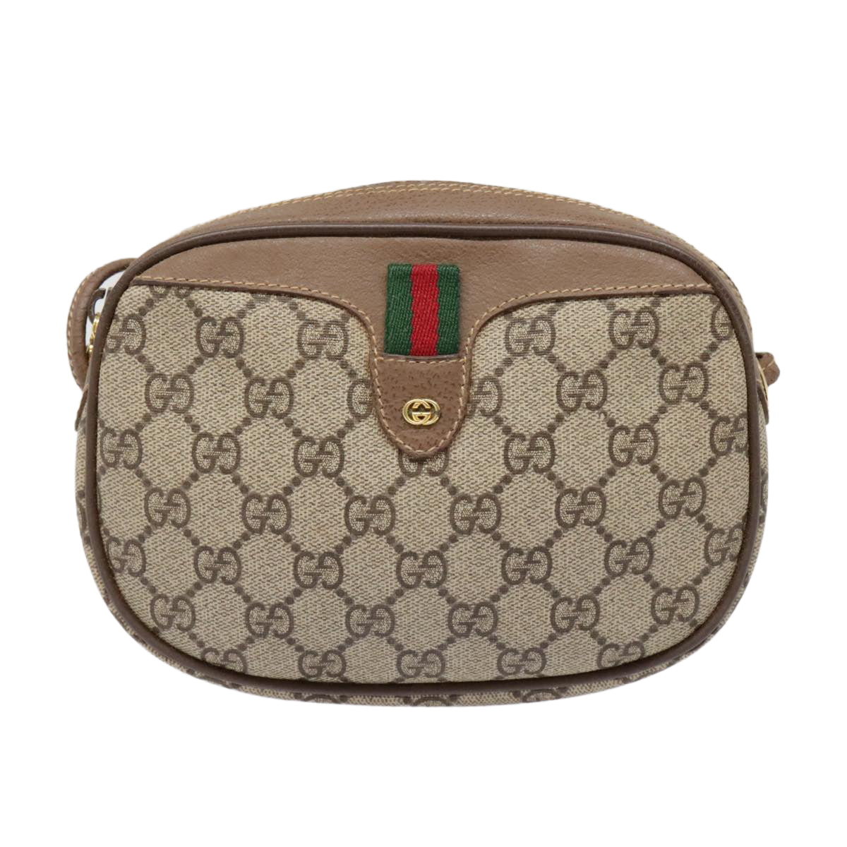 GUCCI GG Supreme Web Sherry Line Shoulder Bag PVC Beige Gold 007 58 90169