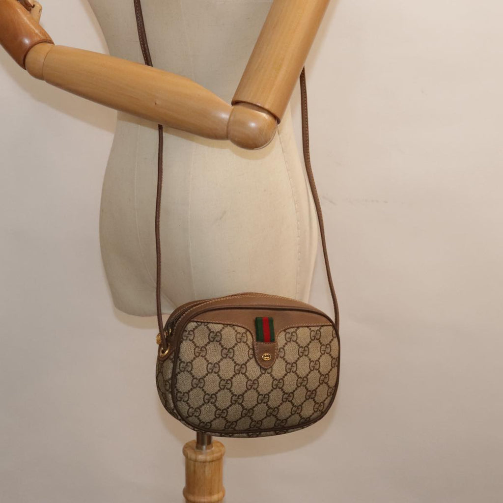 GUCCI GG Supreme Web Sherry Line Shoulder Bag PVC Beige Gold 007 58 90169