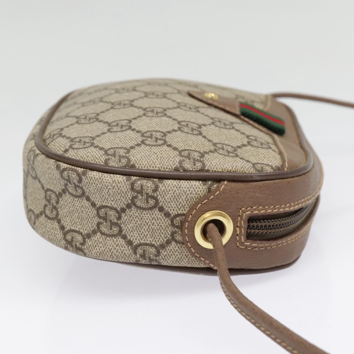 GUCCI GG Supreme Web Sherry Line Shoulder Bag PVC Beige Gold 007 58 90169