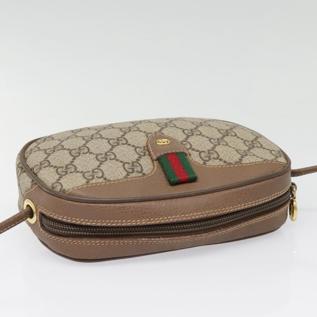 GUCCI GG Supreme Web Sherry Line Shoulder Bag PVC Beige Gold 007 58 90169