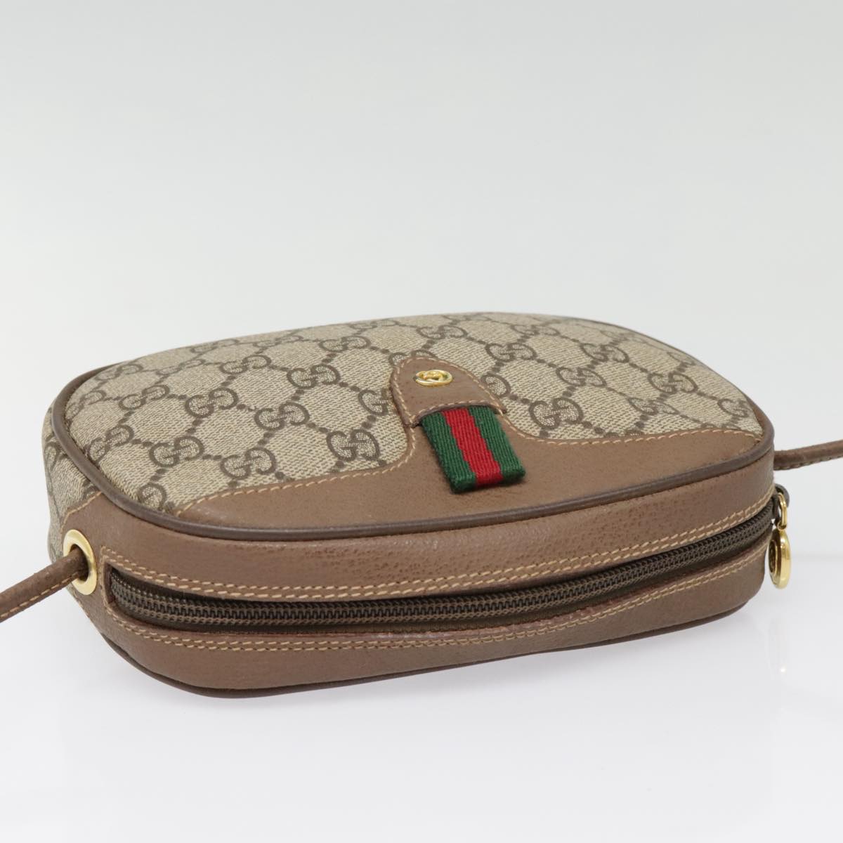 GUCCI GG Supreme Web Sherry Line Shoulder Bag PVC Beige Gold 007 58 90169
