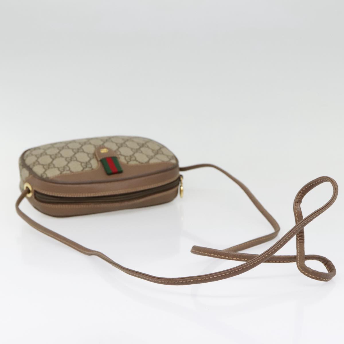 GUCCI GG Supreme Web Sherry Line Shoulder Bag PVC Beige Gold 007 58 90169