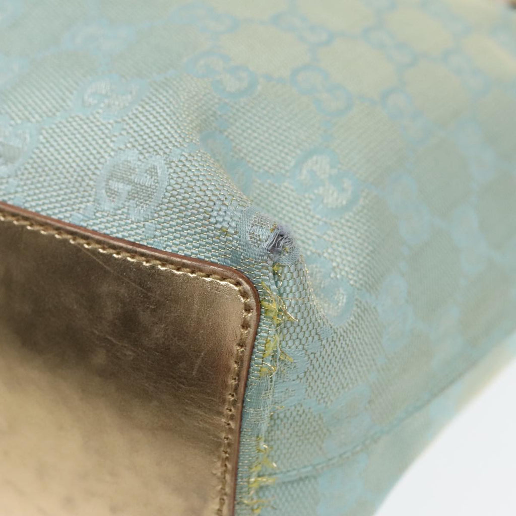 GUCCI GG Canvas Tote Bag Light Blue Gold 002 1099 90172