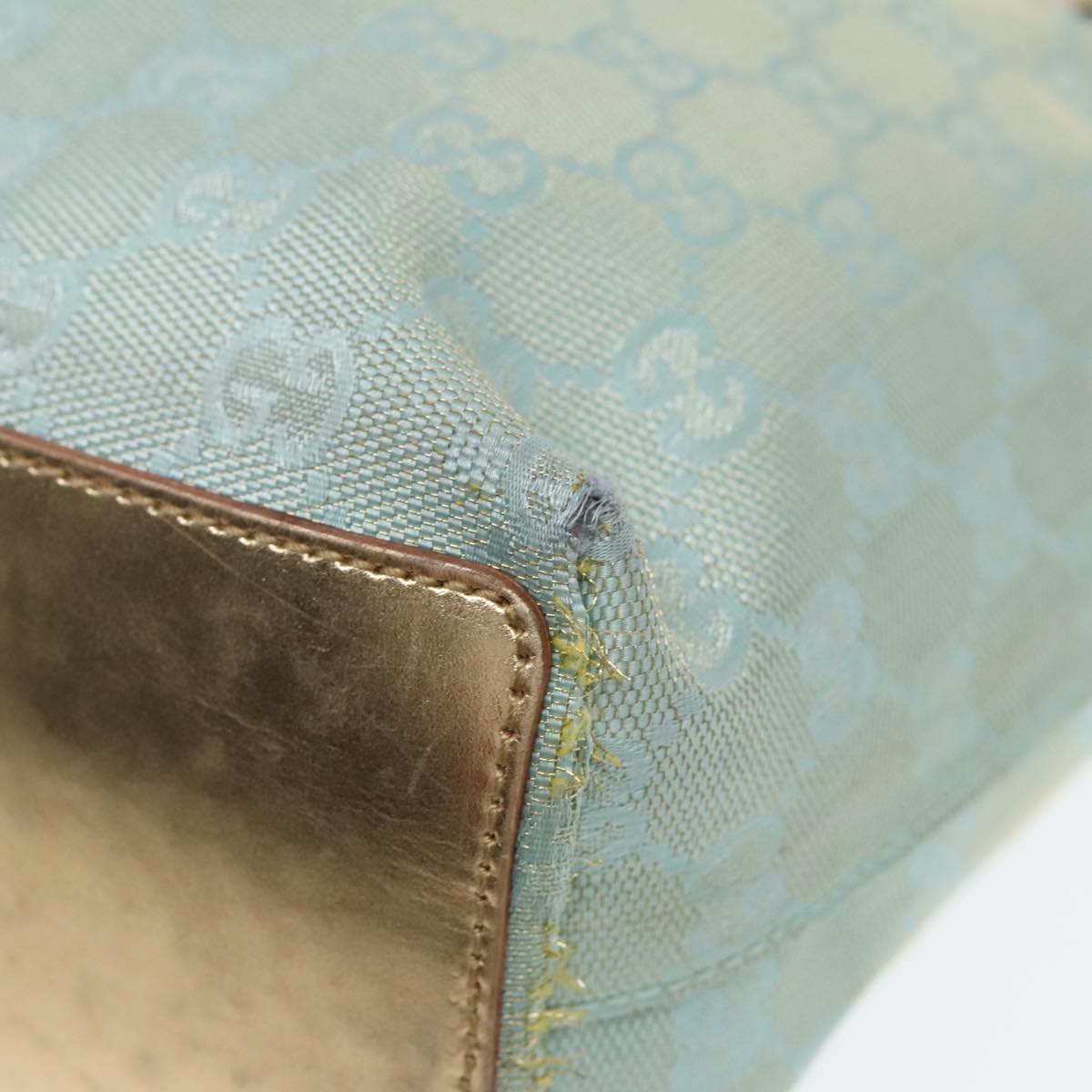 GUCCI GG Canvas Tote Bag Light Blue Gold 002 1099 90172
