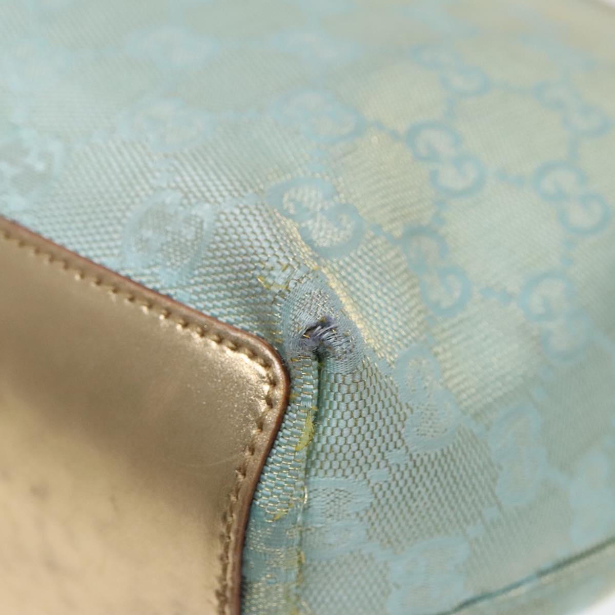 GUCCI GG Canvas Tote Bag Light Blue Gold 002 1099 90172