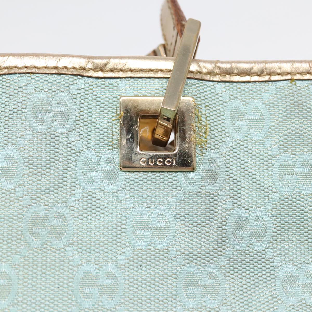 GUCCI GG Canvas Tote Bag Light Blue Gold 002 1099 90172
