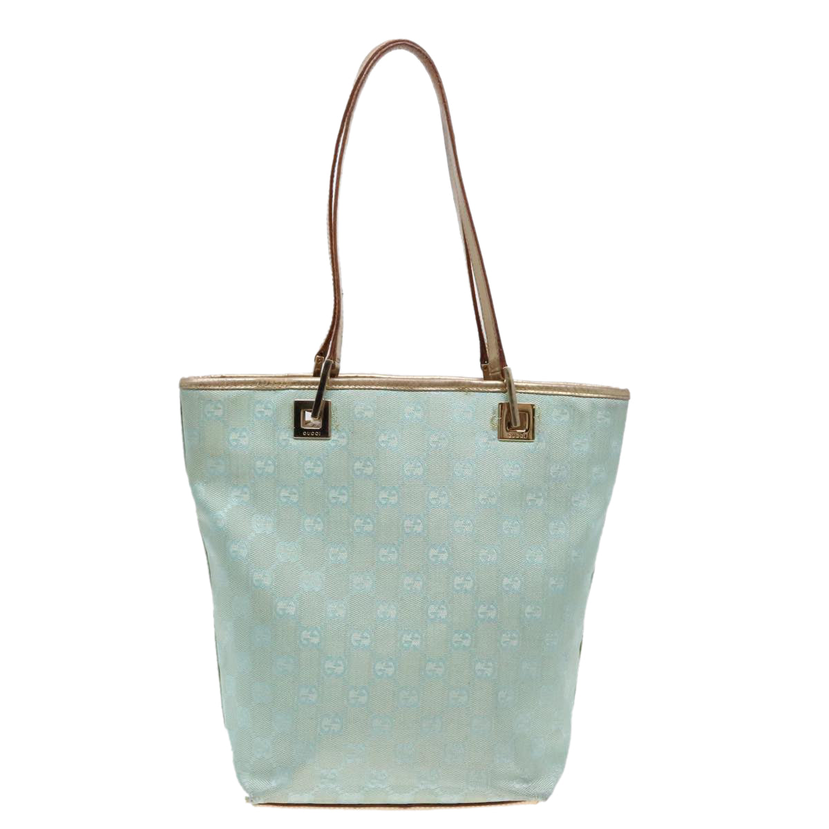 GUCCI GG Canvas Tote Bag Light Blue Gold 002 1099 90172