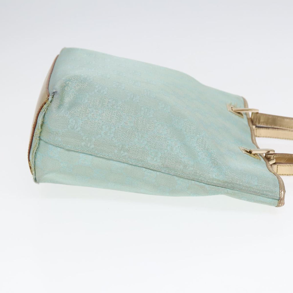 GUCCI GG Canvas Tote Bag Light Blue Gold 002 1099 90172