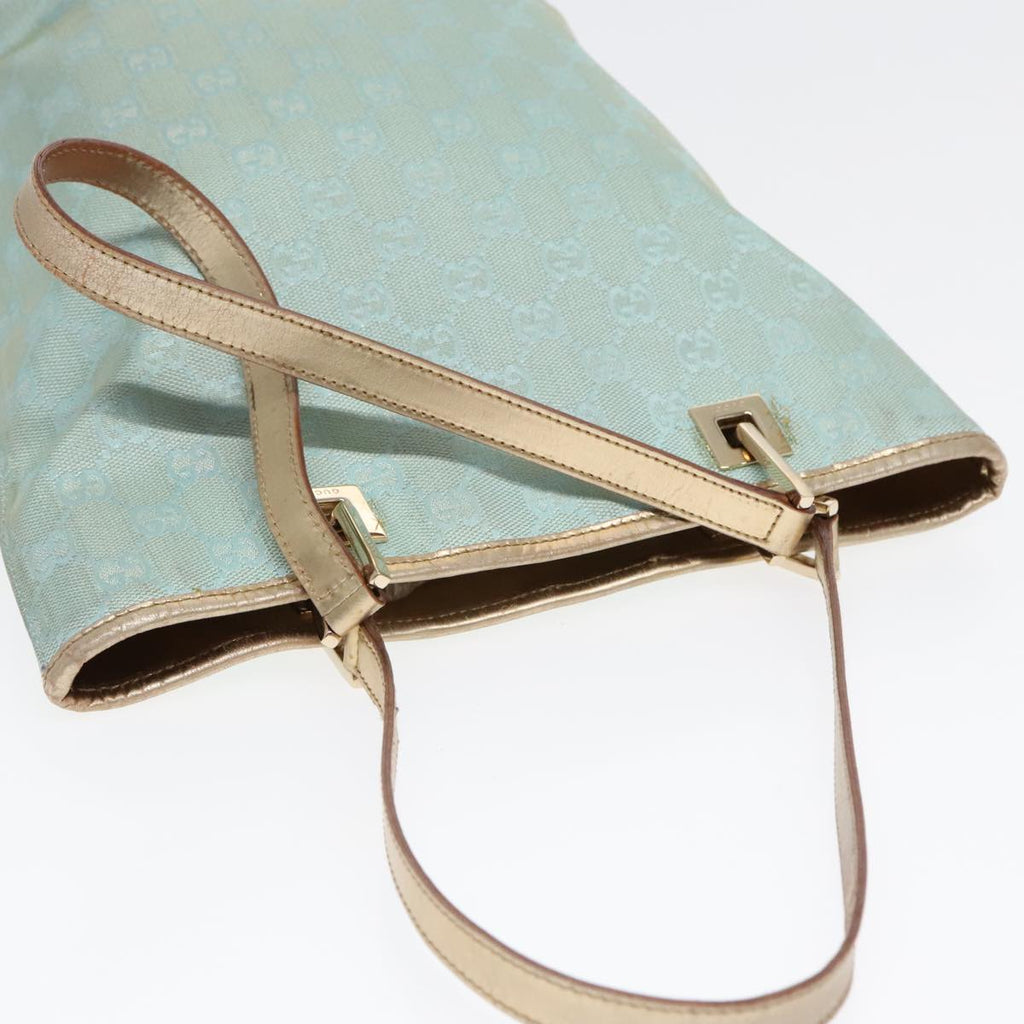 GUCCI GG Canvas Tote Bag Light Blue Gold 002 1099 90172