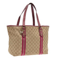 GUCCI GG Canvas Sherry Line Tote Bag Beige Gold pink 139260 90173