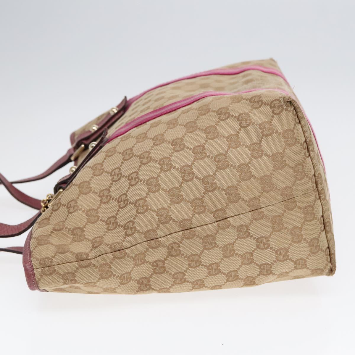 GUCCI GG Canvas Sherry Line Tote Bag Beige Gold pink 139260 90173