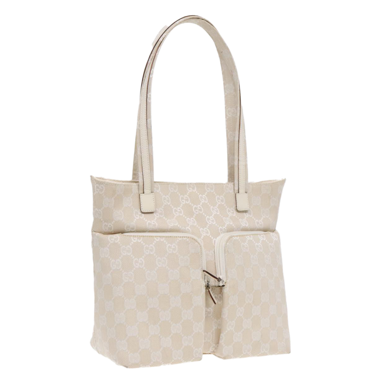 GUCCI GG Canvas Tote Bag Silver White 002 1076 2684 90174